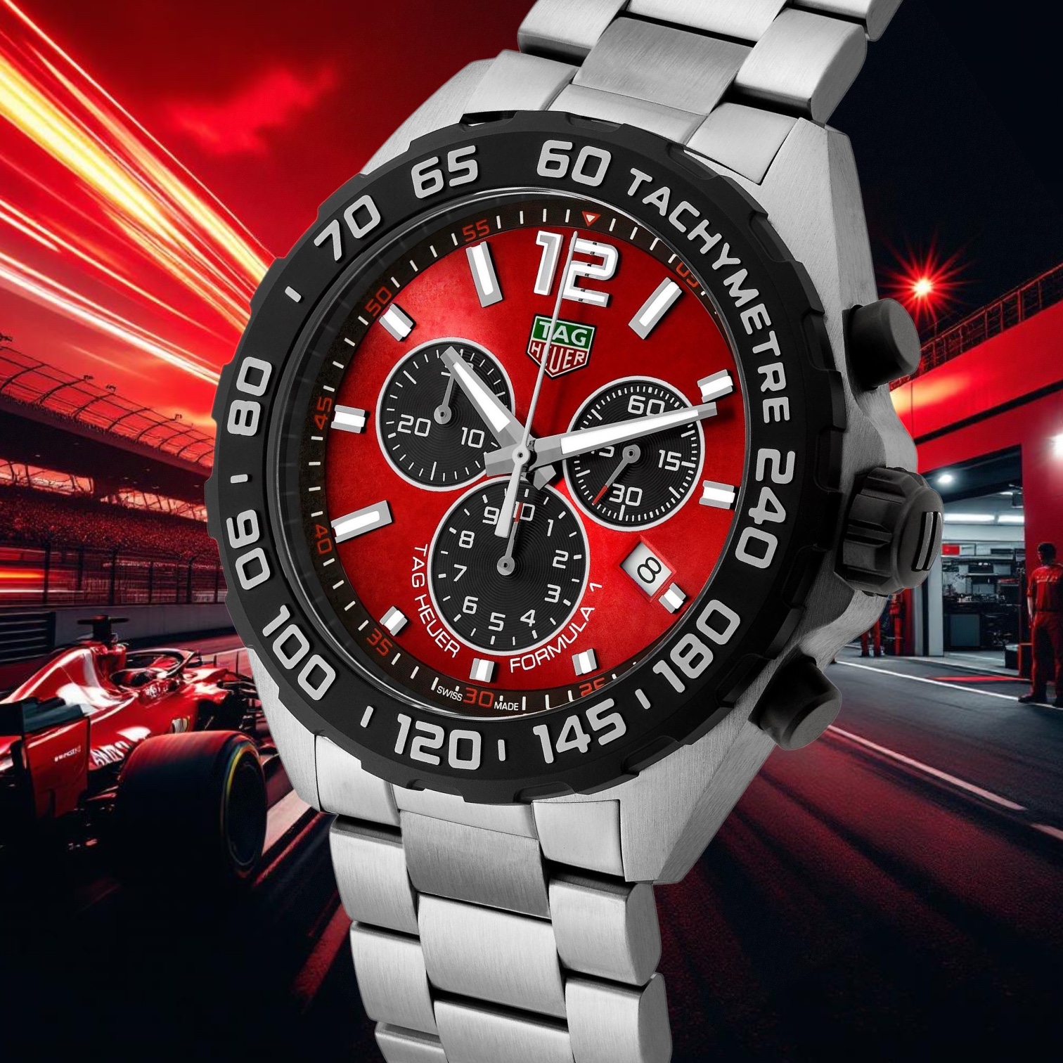 TAG Heuer Formula 1 Sunray Red Dial 43mm Watch